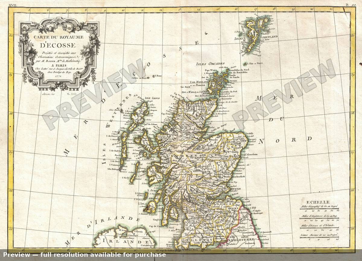 Antique map: Scotland, 1772, 1772
