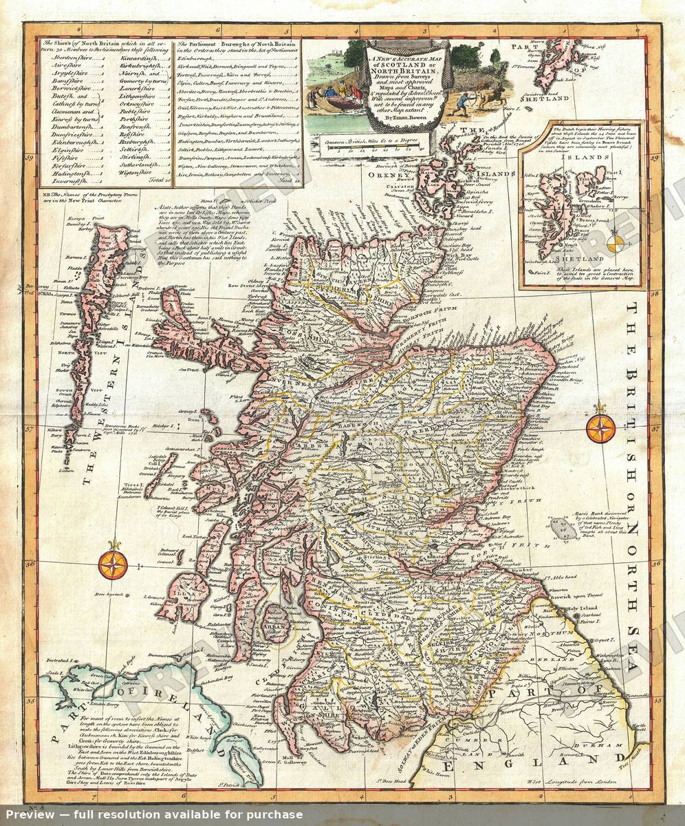 Antique map: Scotland, 1747