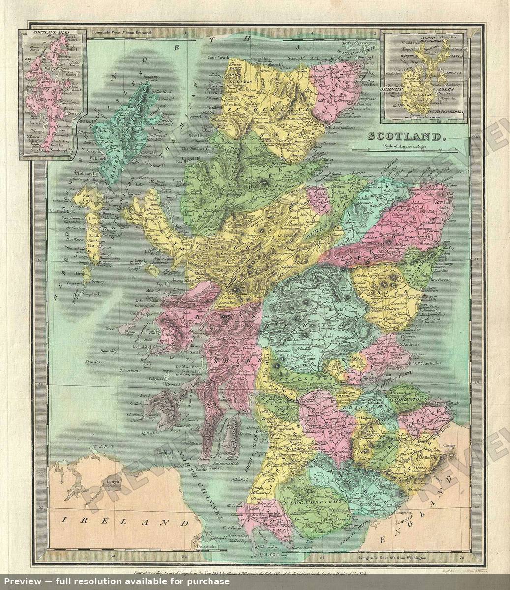 Antique map: Scotland, 1835