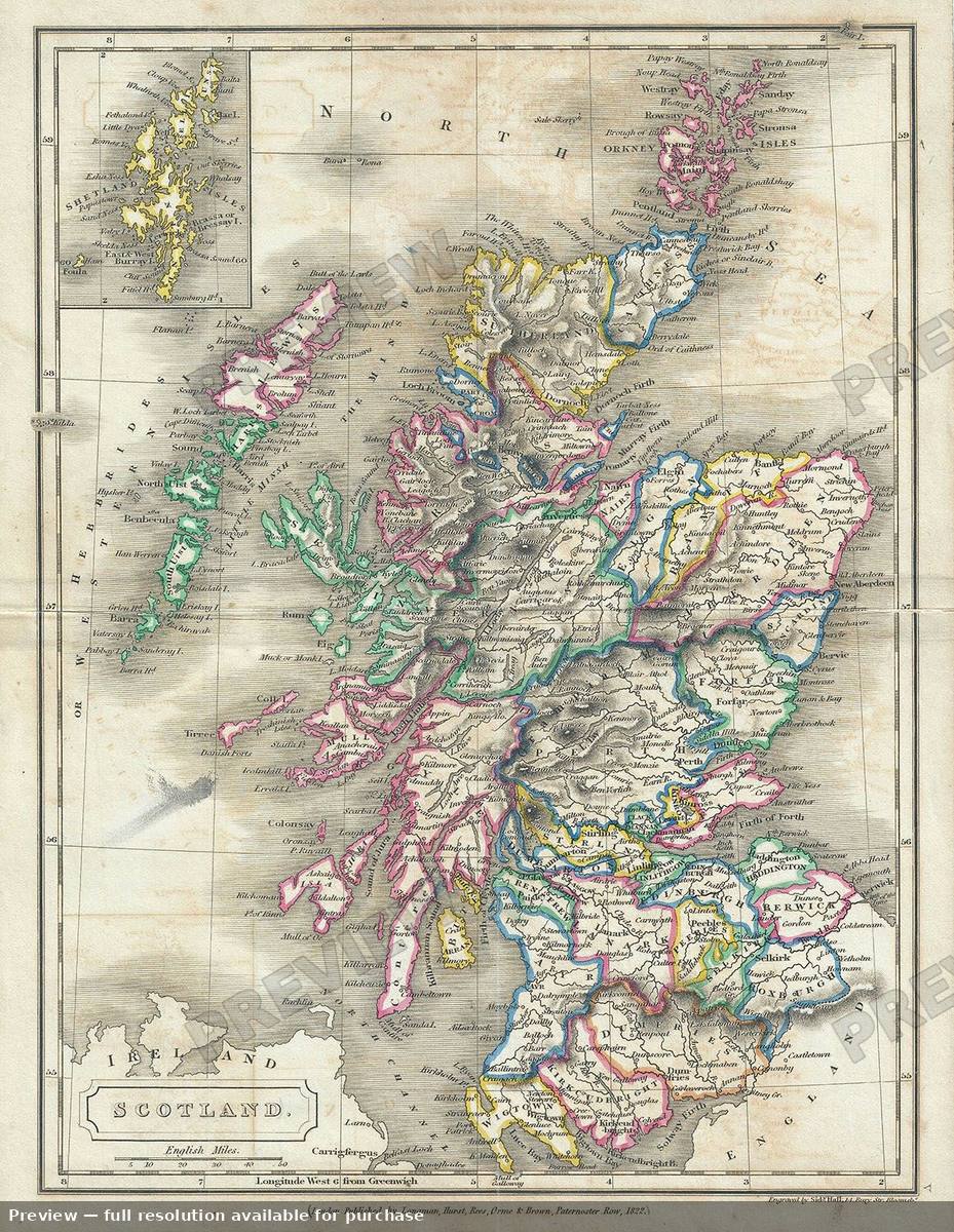 Antique map: Scotland, 1822, 1822