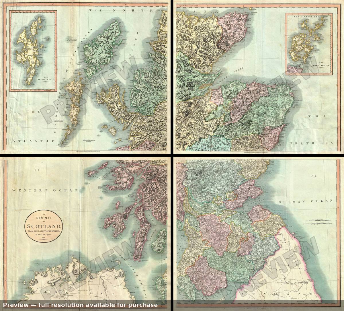 Antique map: Scotland, 1801, 1801