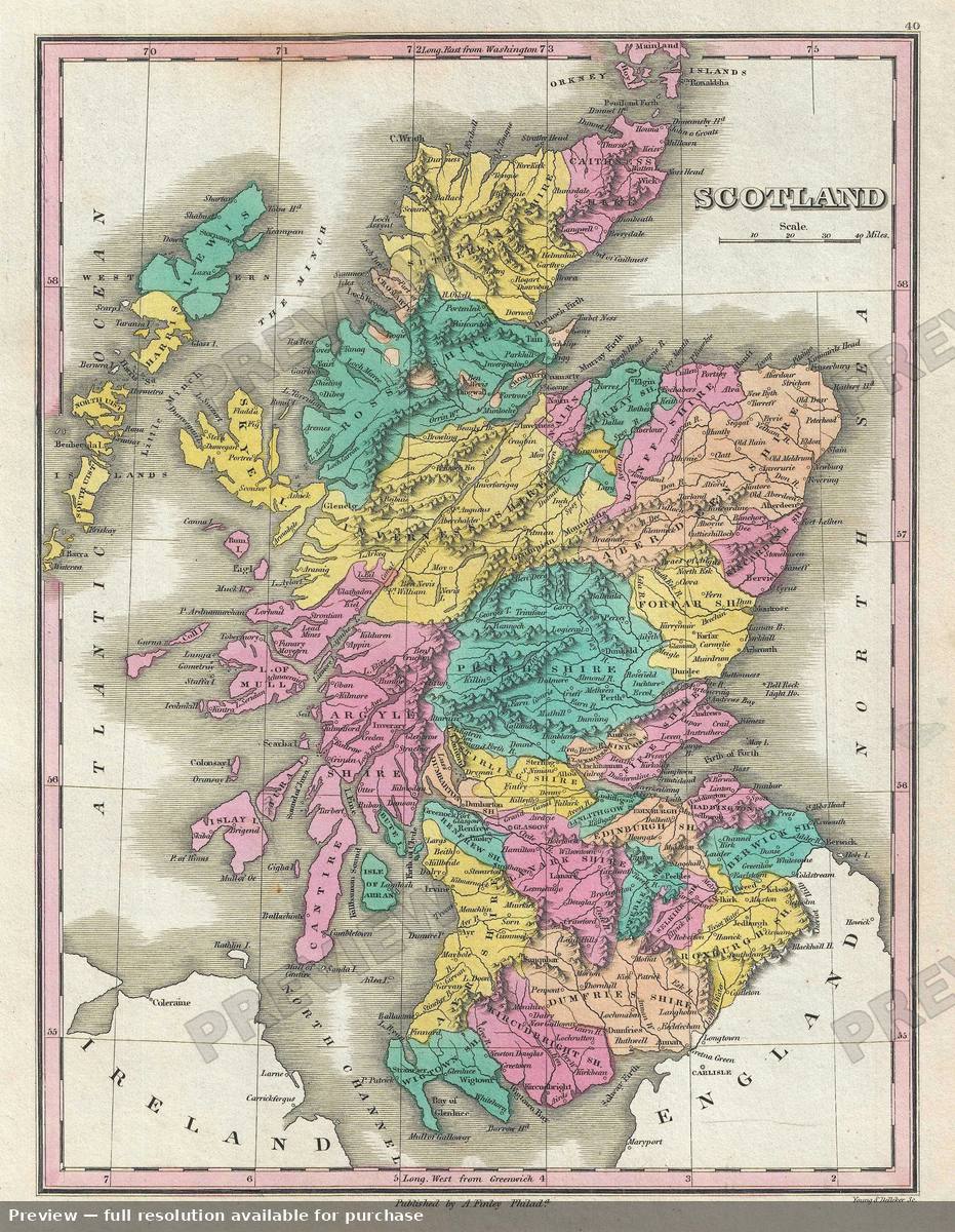 Antique map: Scotland, 1828