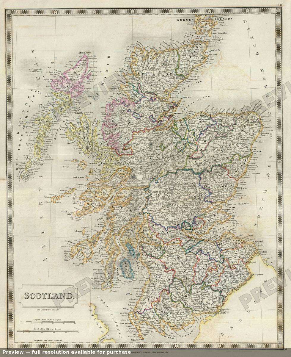 Antique map: Scotland, 1835