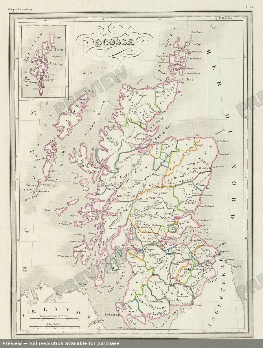 Antique map: Scotland, 1843, 1843