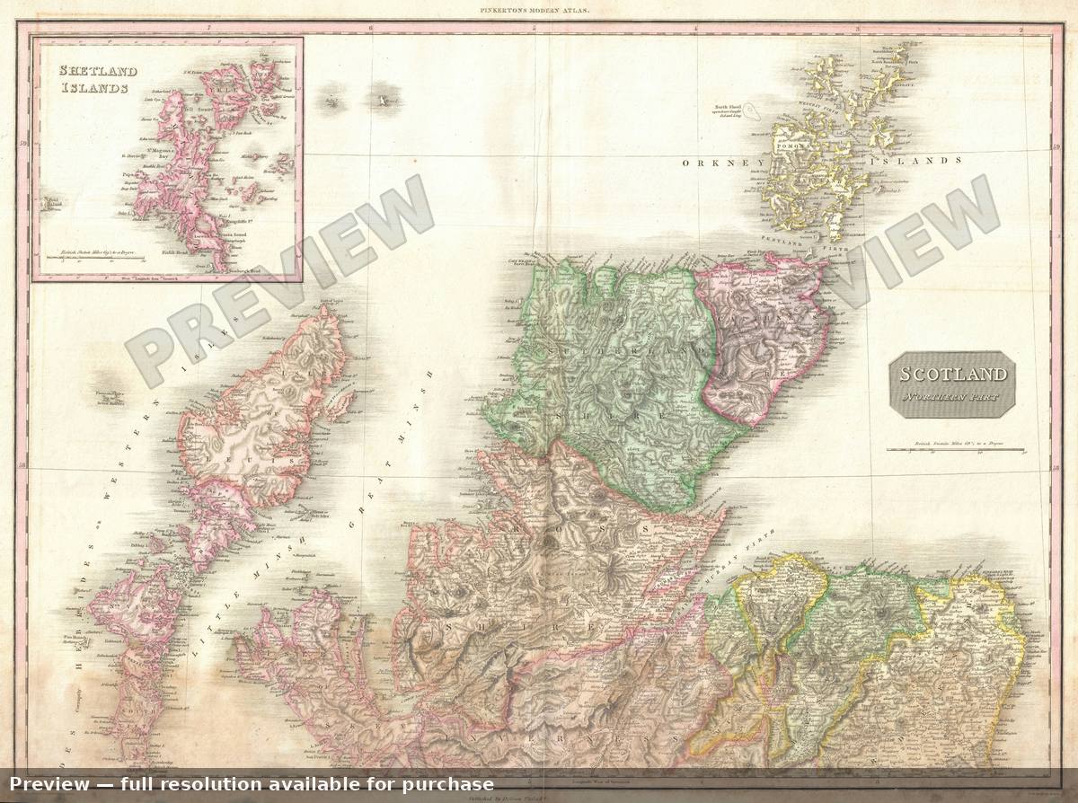 Antique map: Scotland North, 1818