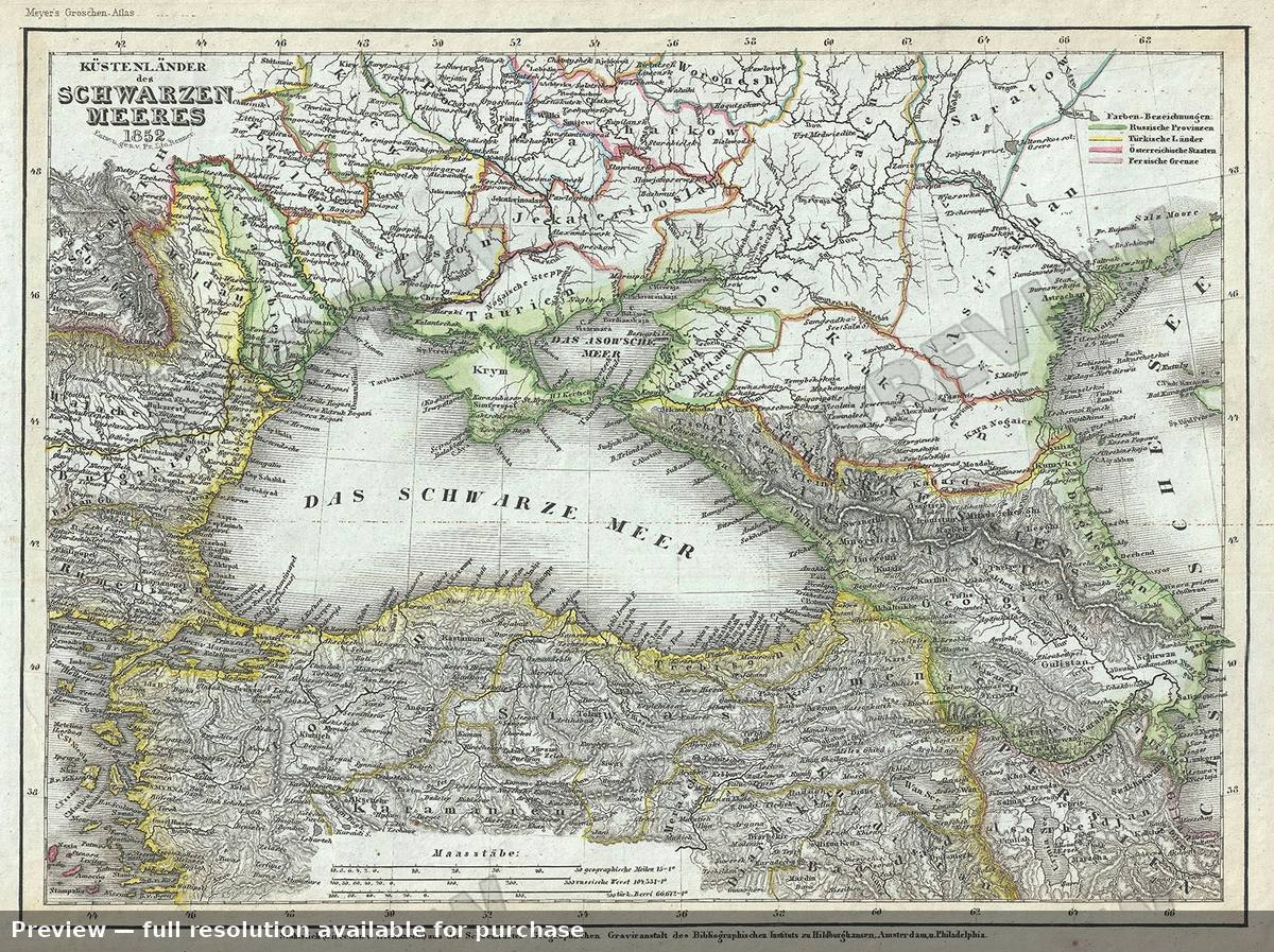 Antique map: Scwarzen Meeres, 1852, 1852