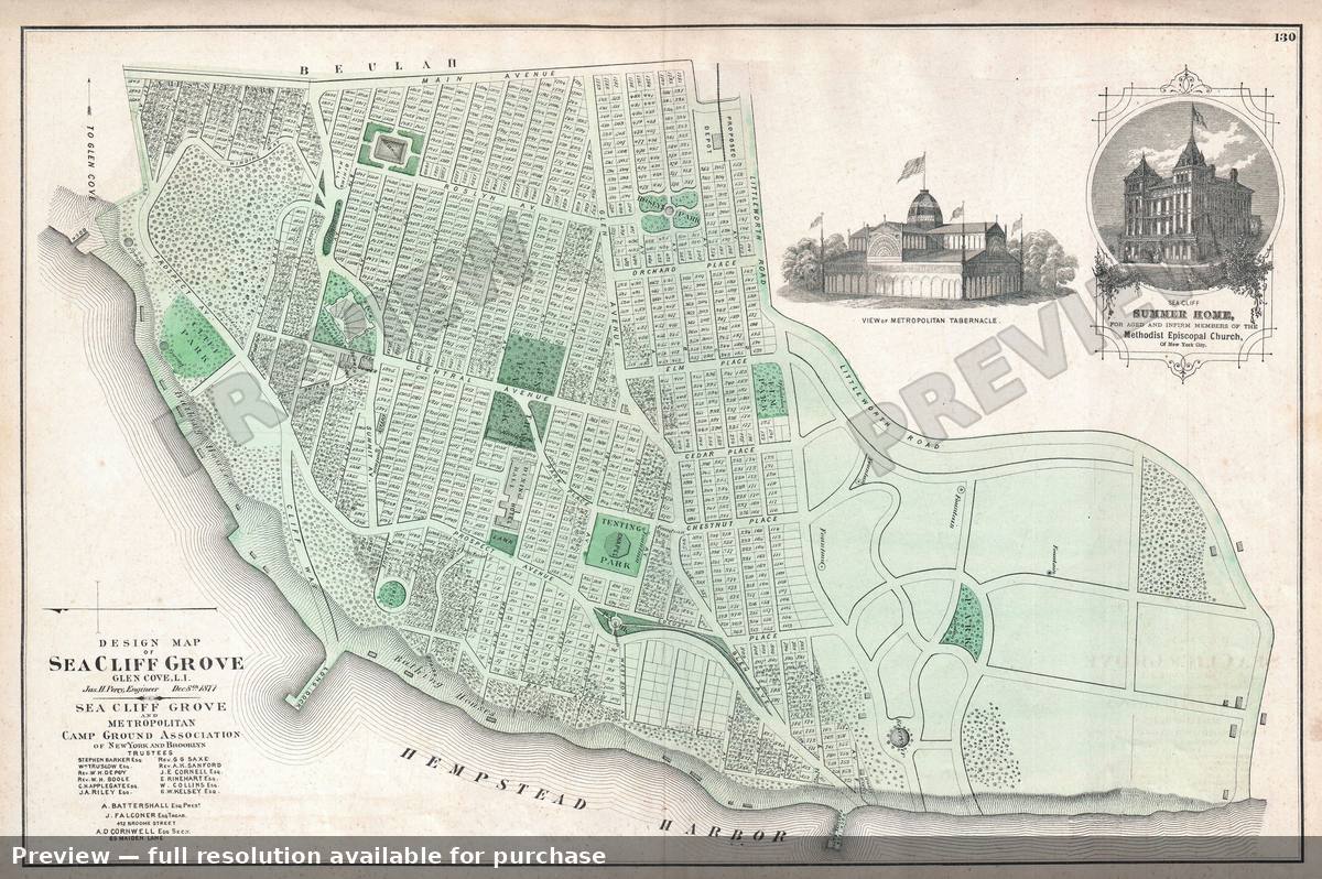Antique map: Sea Cliff Grove, 1873