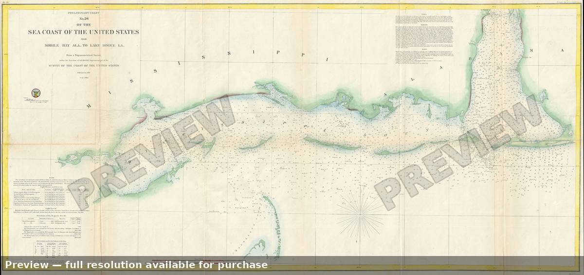 Antique map: Sea Coast Mobile Bogue, 1857, 1857