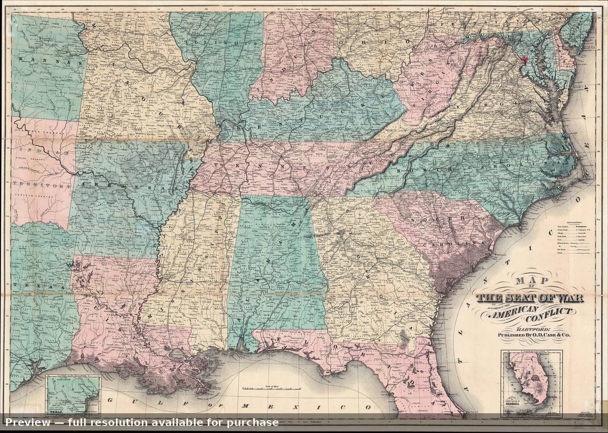 Antique map: Seatof War, 1866, 1866