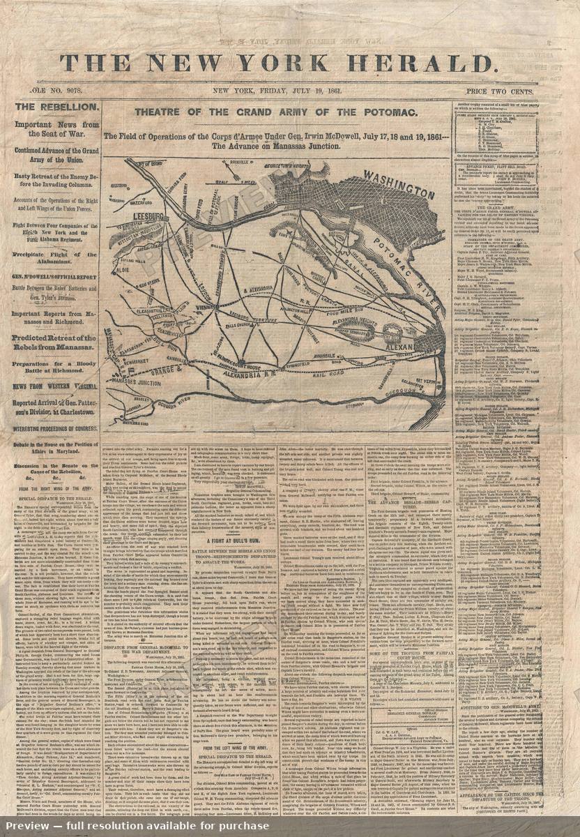 Antique map: Seatof War Potomac, 1861