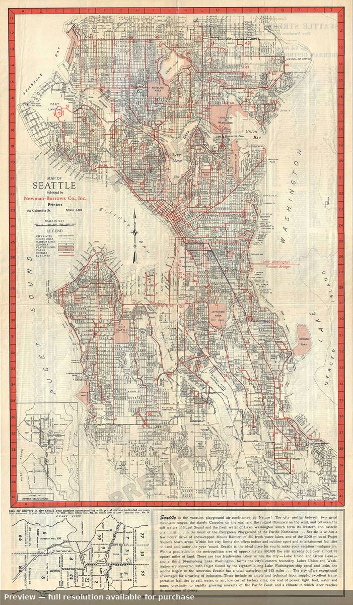Antique map: Seattle, 1948