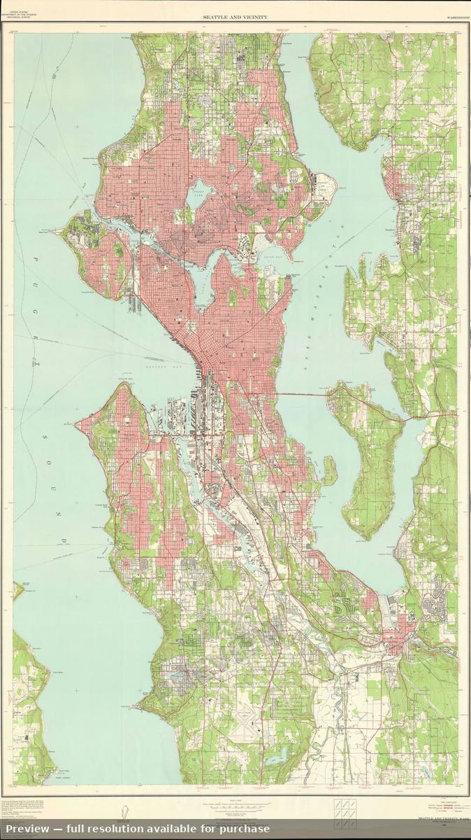 Antique map: Seattle, 1957
