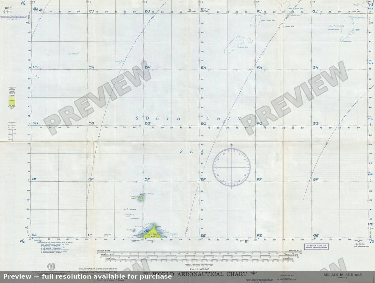 Antique map: Seluan Island, 1956