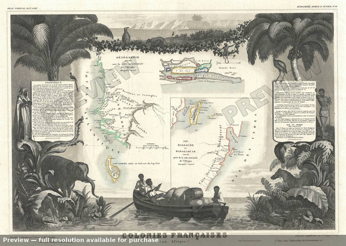 Antique map: Senegal, 1852, 1852