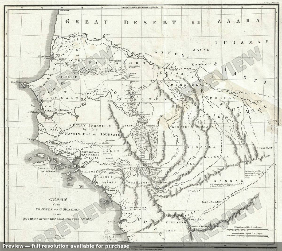 Antique map: Senegal Gambia, 1820