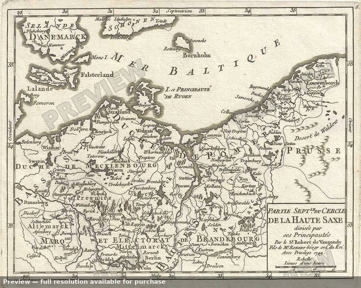 Antique map: Sept Haute Saxe, 1748, 1748