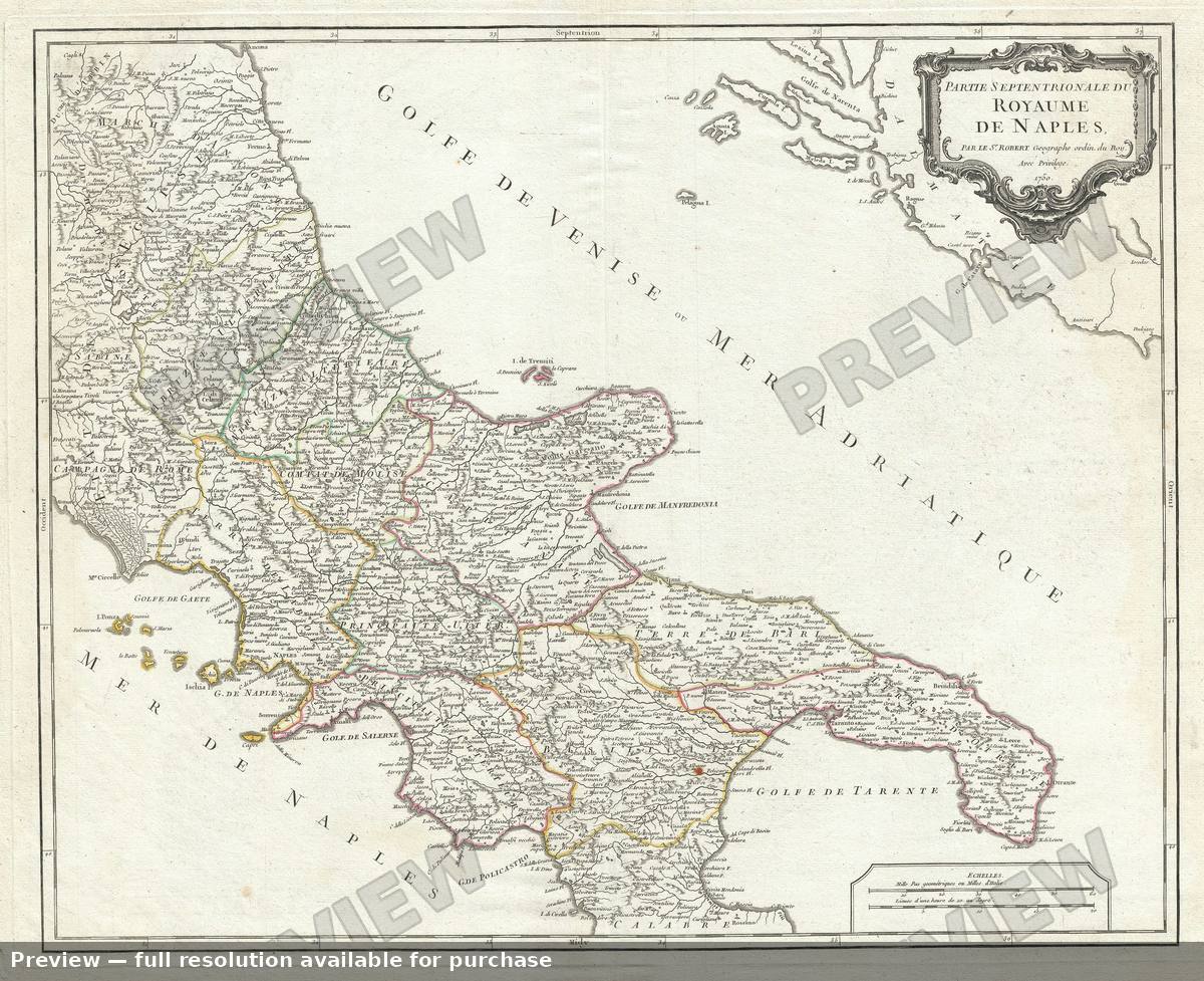Antique map: Septentrionale Naples, 1757, 1757