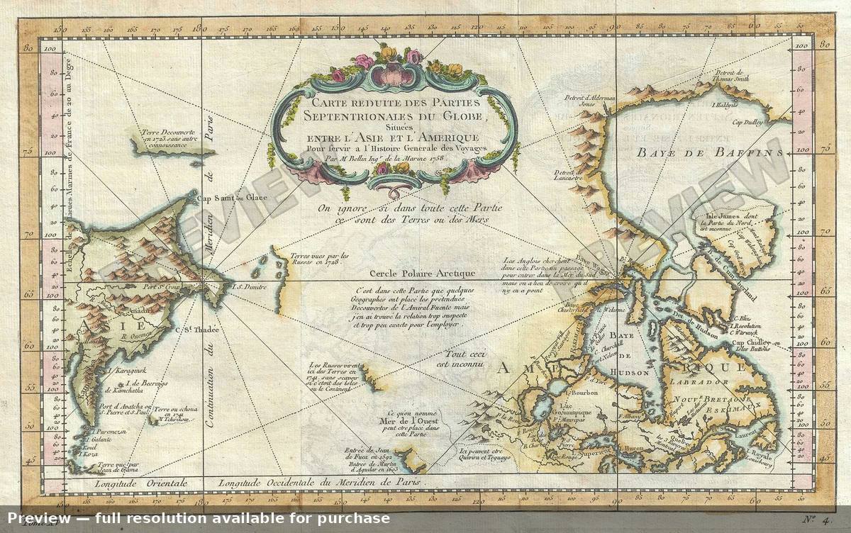 Antique map: Septentrionales Globe, 1758, 1758