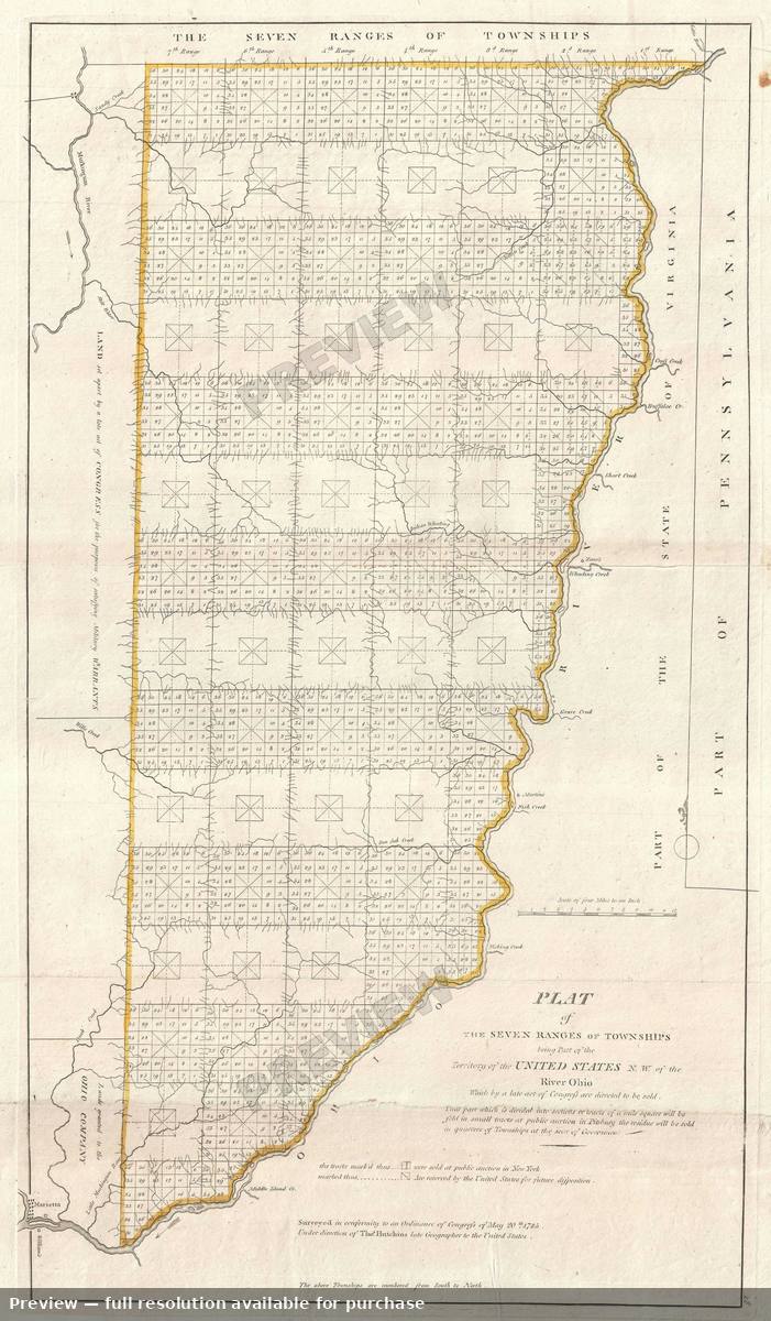 Antique map: Seven Ranges Townships, 1800, 1800