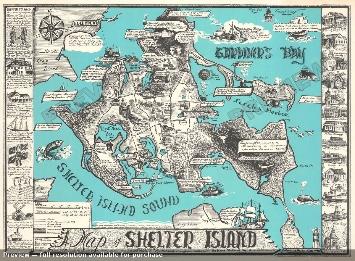 Antique map: Shelter Island, 1966, 1966