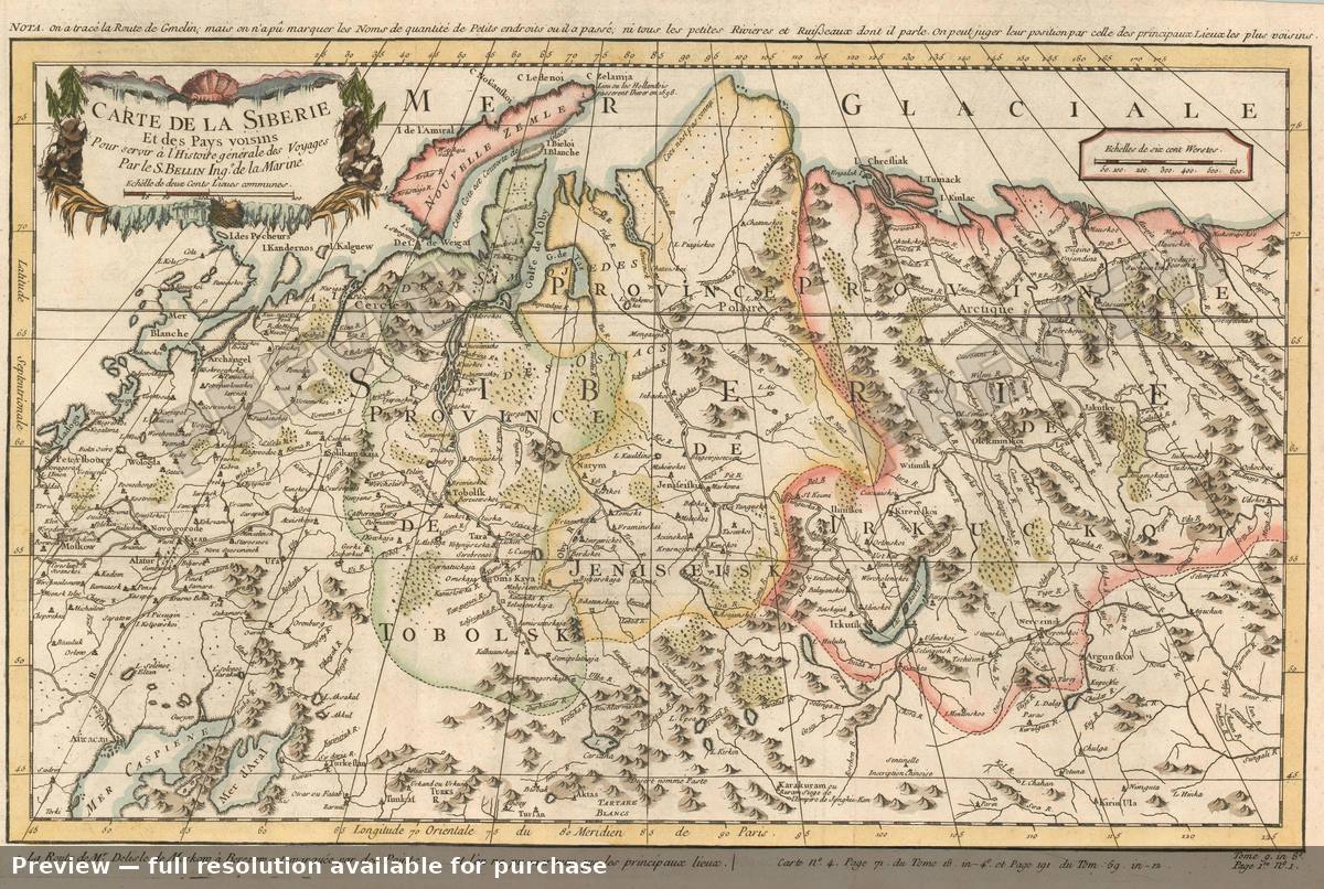 Antique map: Siberie, 1780, 1780