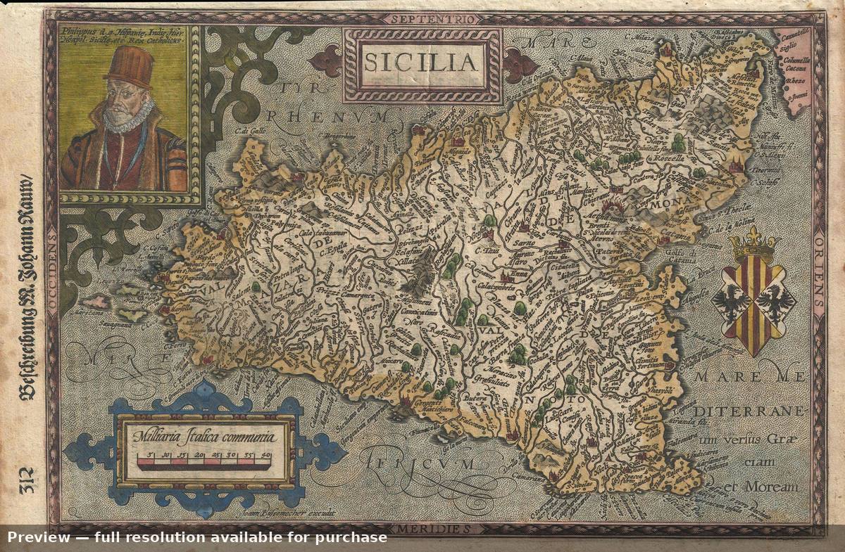 Antique map: Sicily, 1600