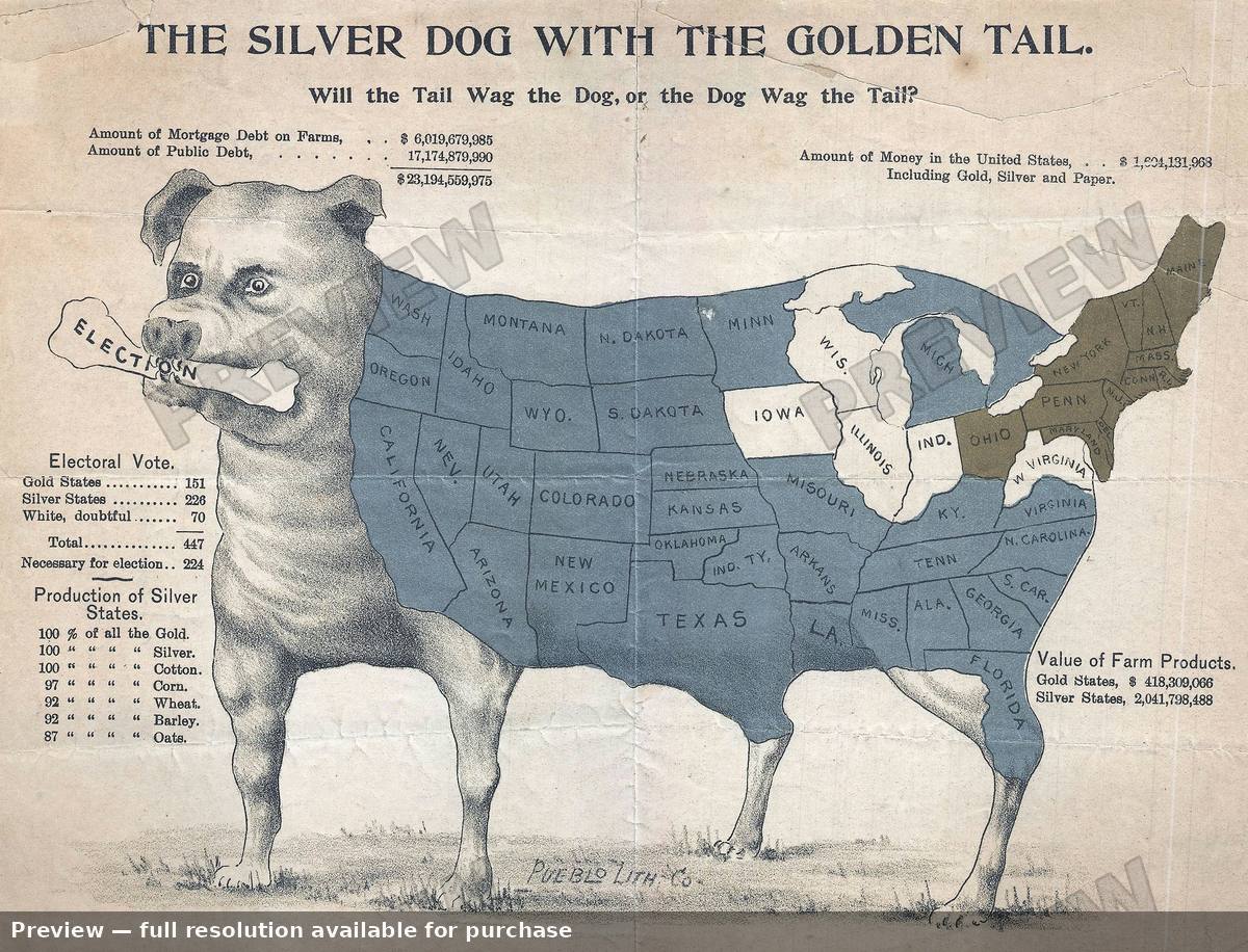 Antique map: Silver Dogwiththe Golden Tail, 1896, 1896