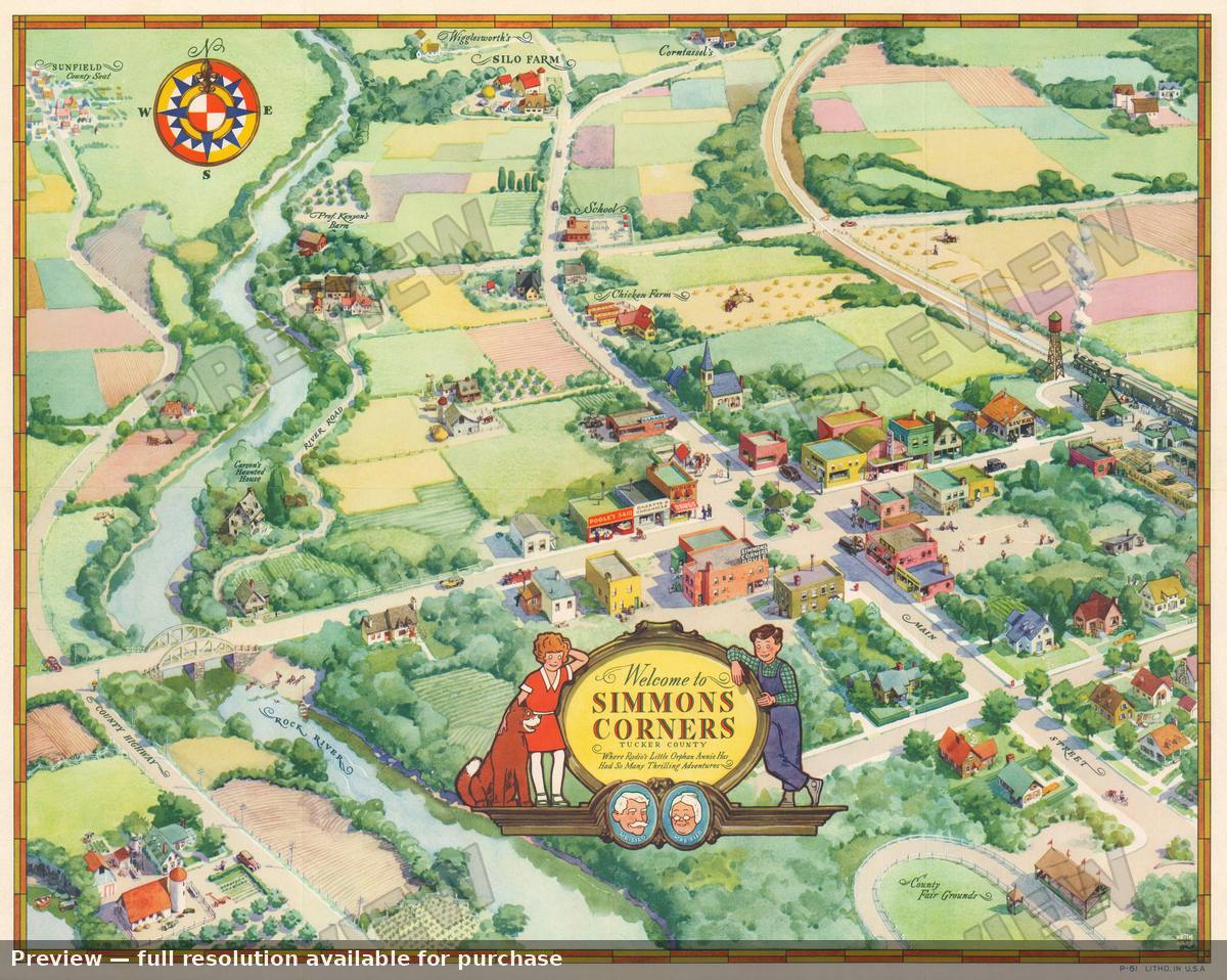 Antique map: Simmons Corners, 1936, 1936