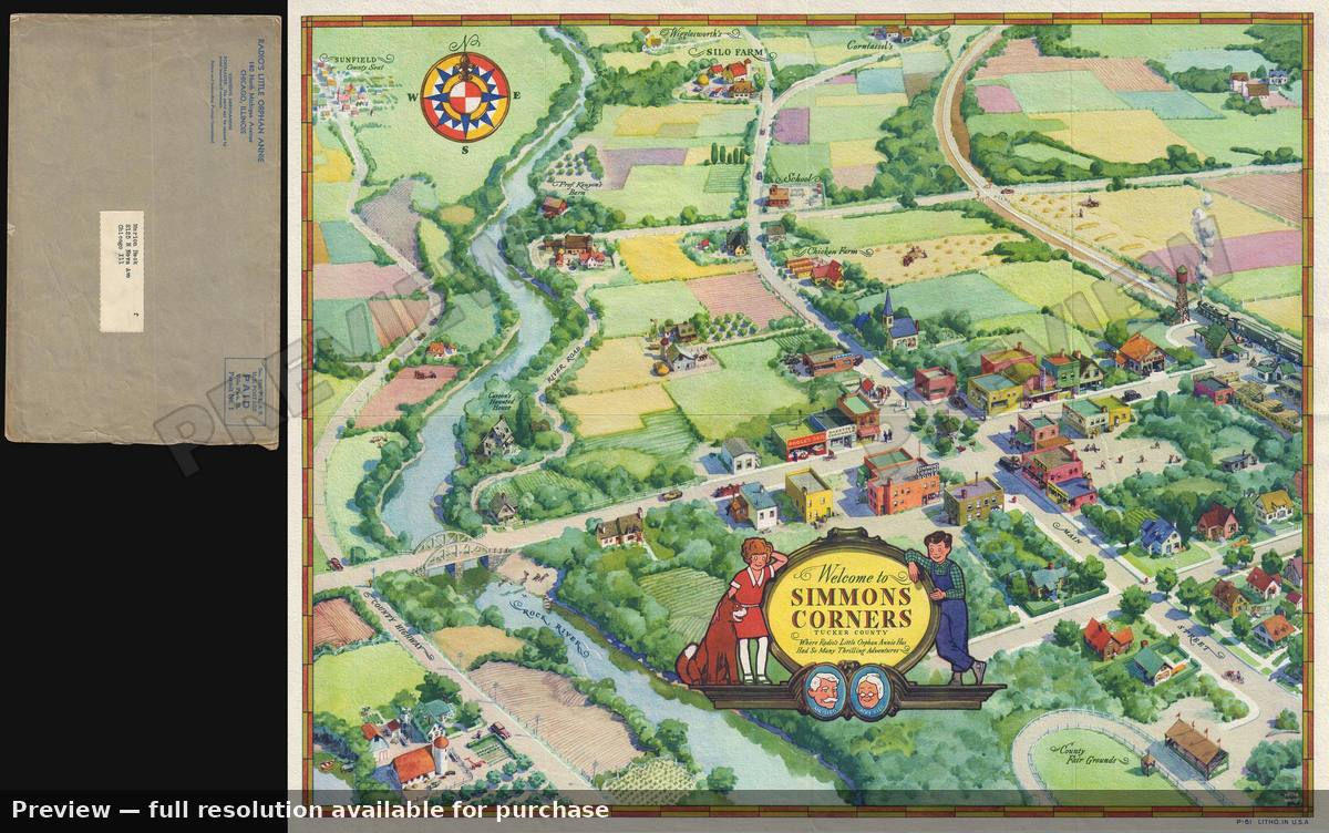 Antique map: Simmons Corners Annie, 1936