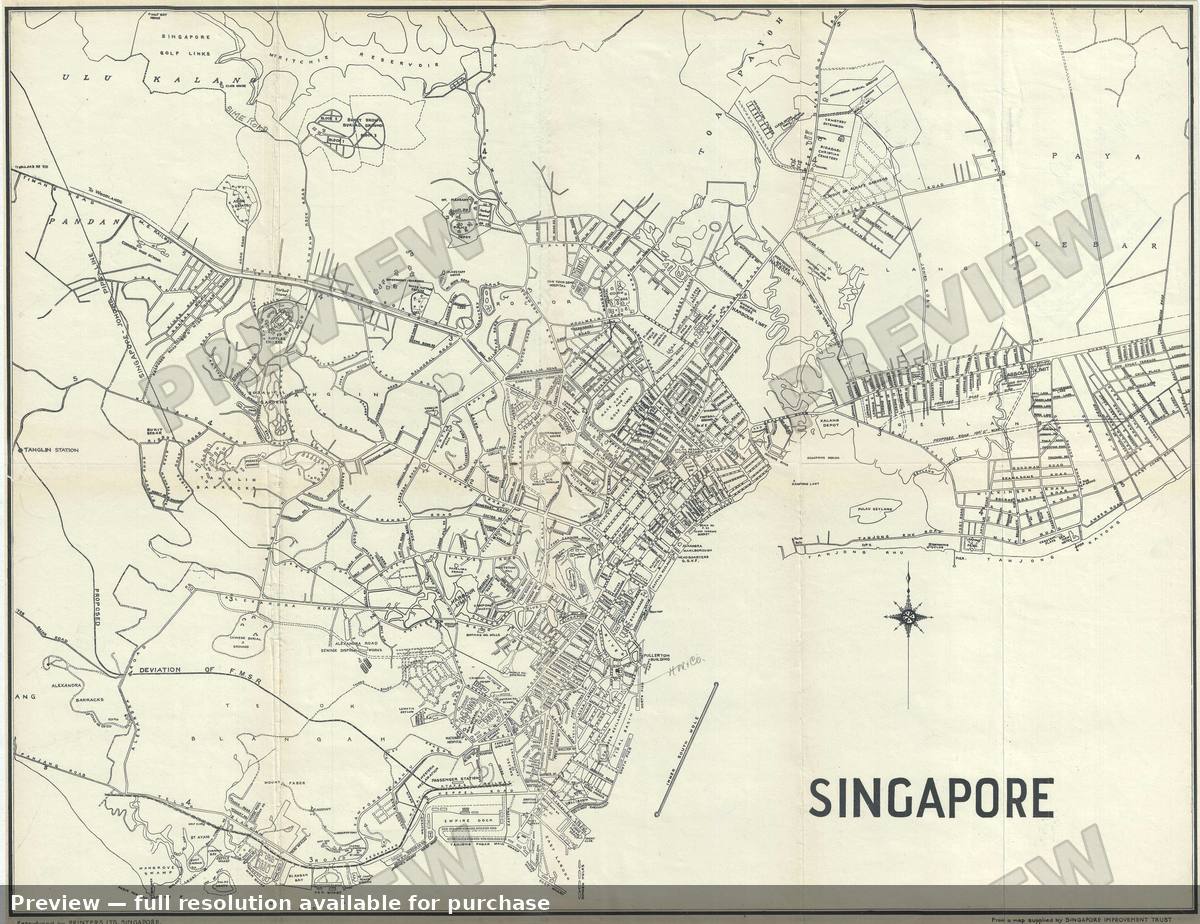Antique map: Singapore City, 1933