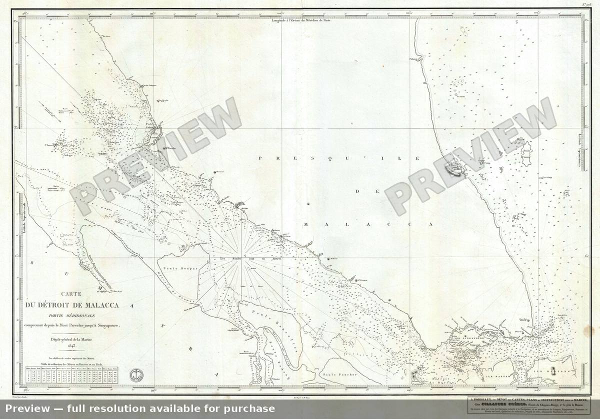 Antique map: Singapore Malacca, 1843, 1843