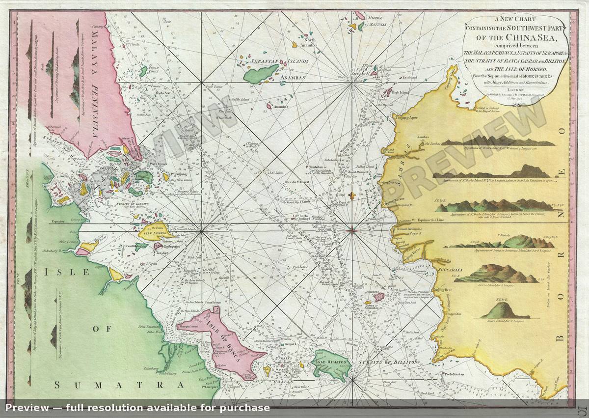 Antique map: Singapore Malaya Borneo, 1794