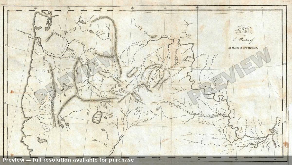 Antique map: Sketch Hunt Stuart, 1836, 1836