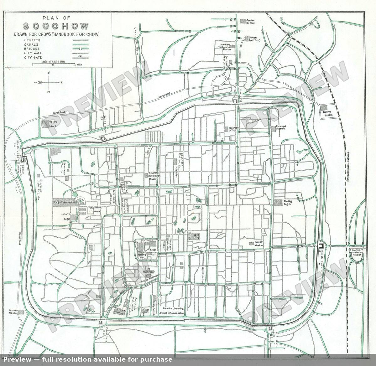 Antique map: Soochow, 1921