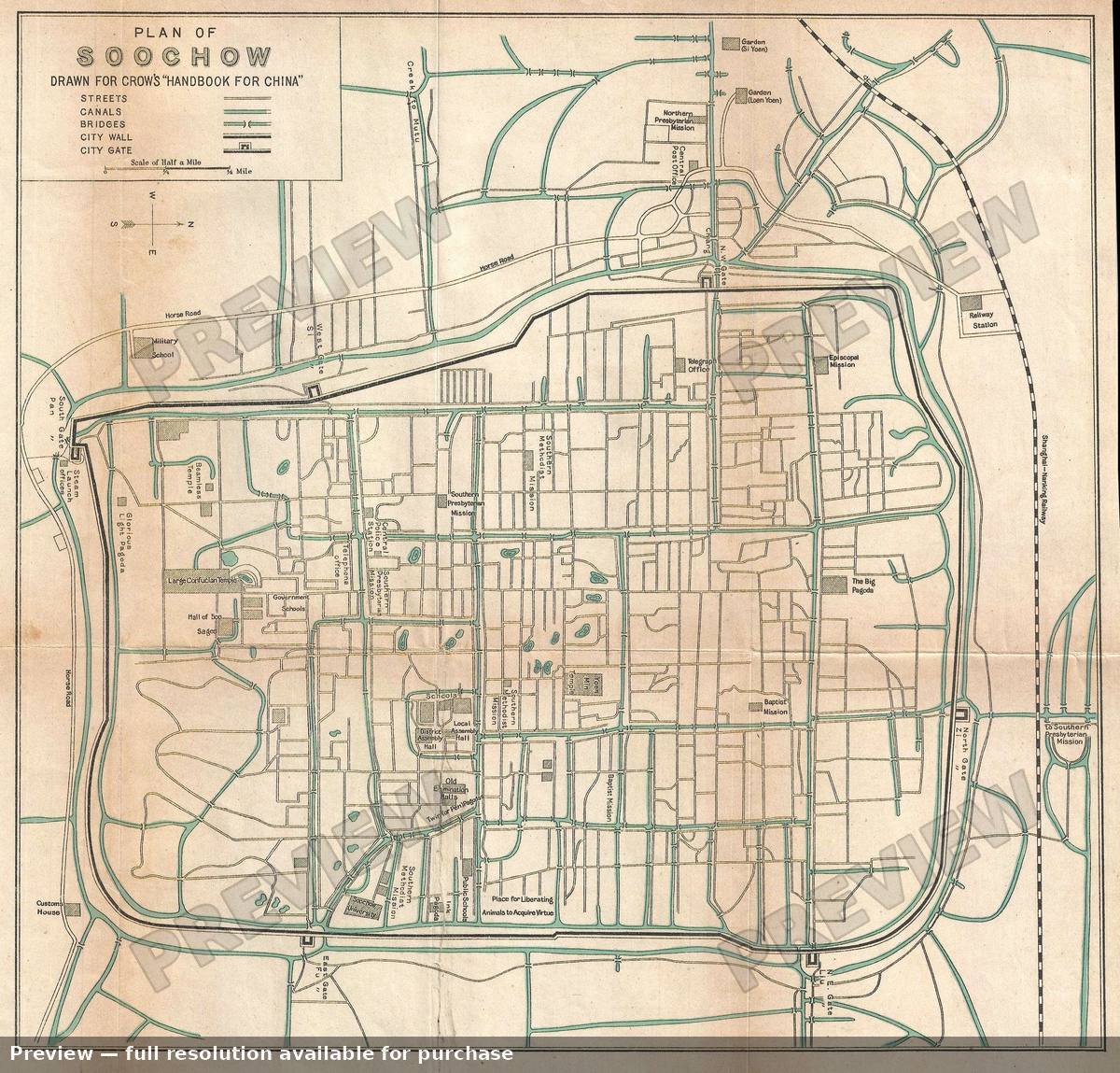 Antique map: Soochow, 1921, 1921