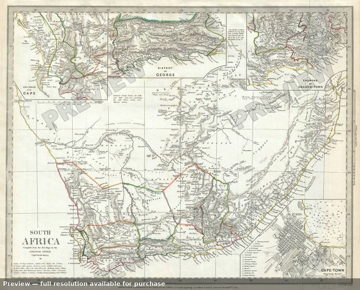Antique map: South Africa, 1844, 1844