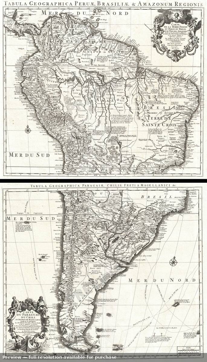 Antique map: South America, 1730