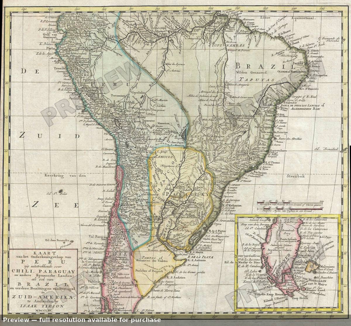 Antique map: South America, 1765, 1765