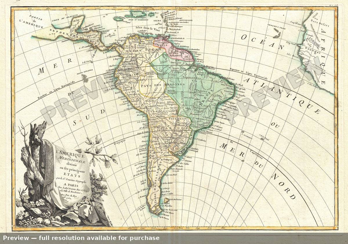 Antique map: South America 4, 1762, 1762