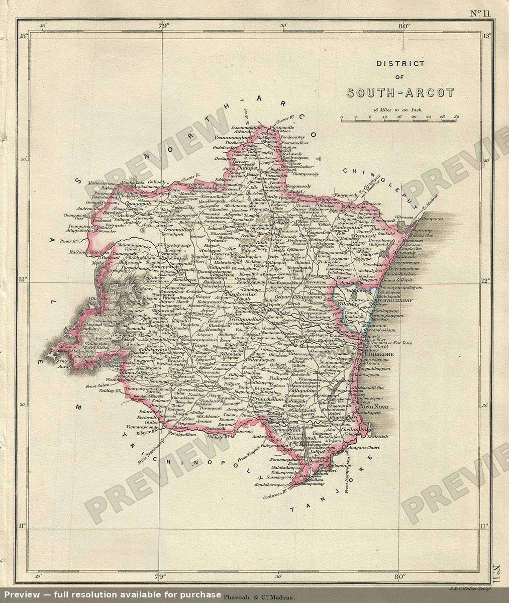 Antique map: South Arcot, 1854, 1854
