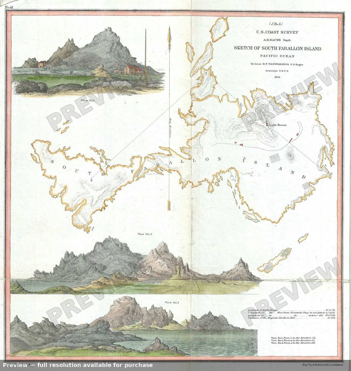 Antique map: South Farallon Island 2, 1855, 1855