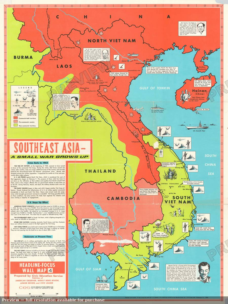Antique map: Southeast Asia, 1965, 1965