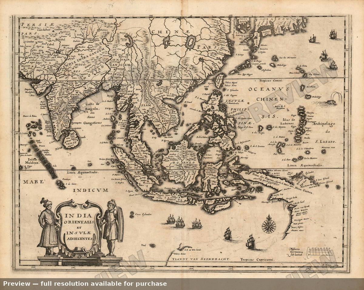 Antique map: Southeast Asia, 1646, 1646