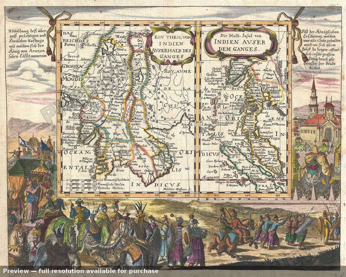 Antique map: Southeast Asia, 1687, 1687