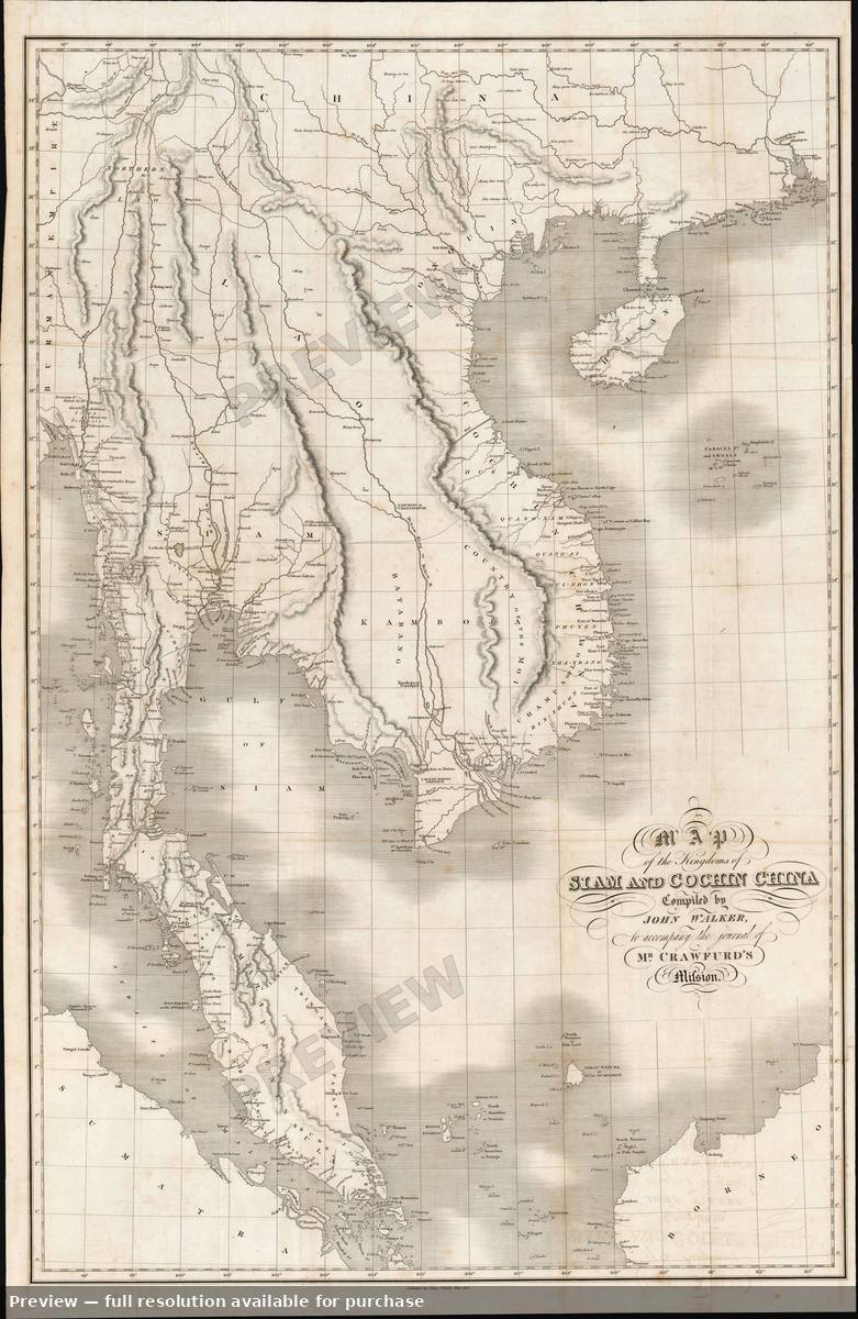 Antique map: Southeast Asia Siam, 1828, 1828