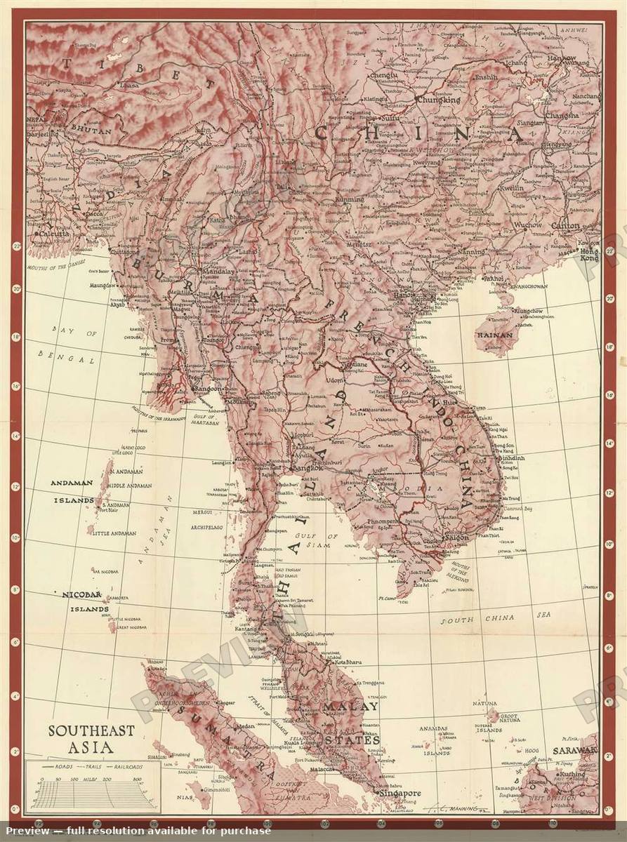 Antique map: Southeast Asia Volll 39F, 1944
