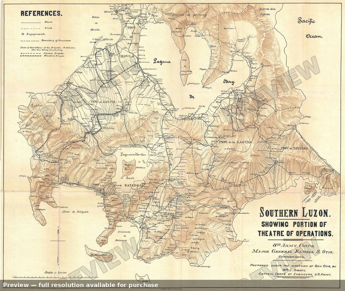 Antique map: Southern Luzon, 1900