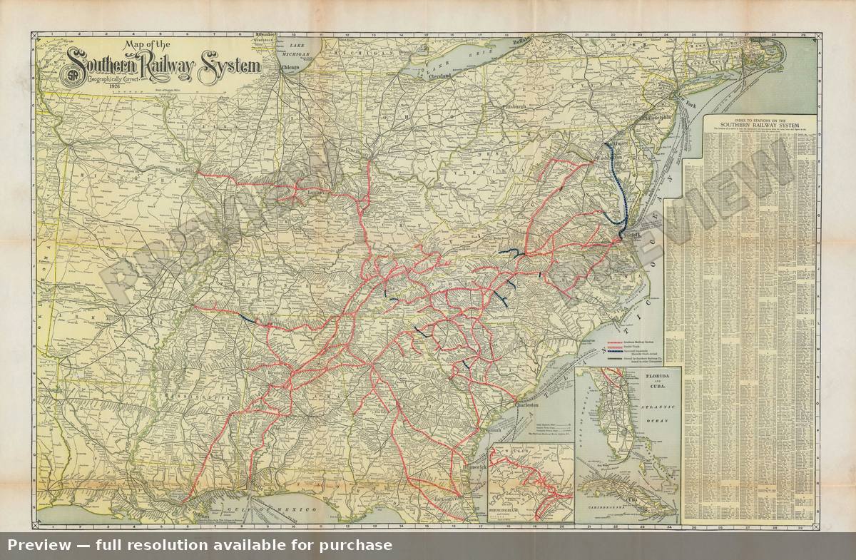 Antique map: Southern Railway System, 1926, 1926