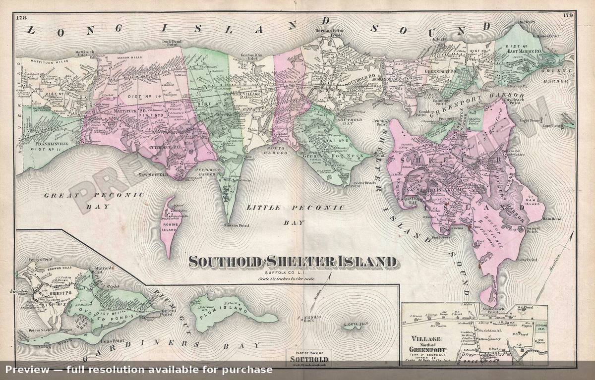 Antique map: Southhold Shelter, 1873