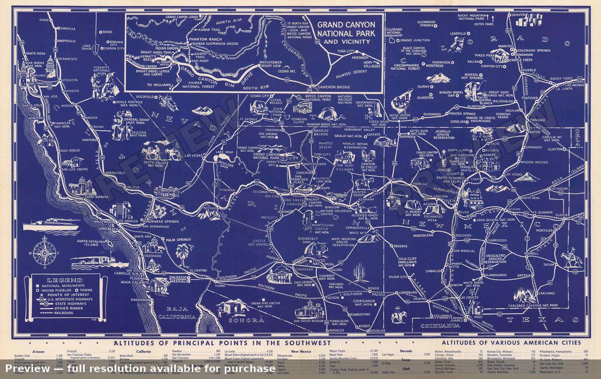 Antique map: Southwest, 1946, 1946